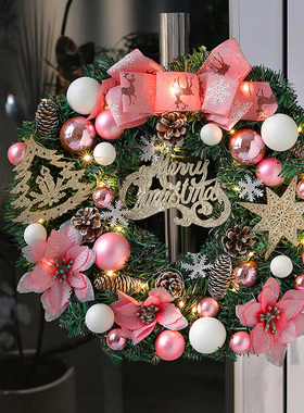 速发2025新款圣诞节装饰品花环诞挂壁饰门圣风树花圈场景布置