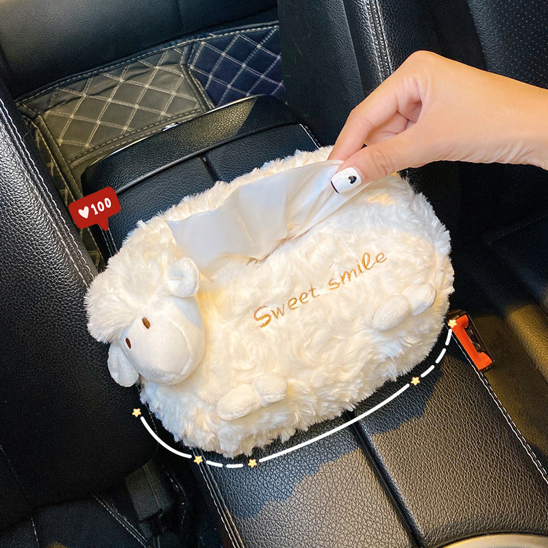 速发车巾纸巾盒抽纸盒可风玩偶爱小羊车内悬挂餐载抽纸袋汽车用品