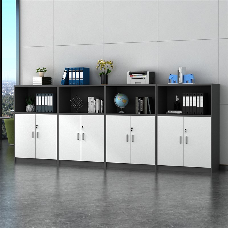 速发办公室文件柜矮柜资料柜隔质边物带锁办公柜档案柜木断储柜茶