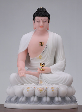 新款汉白玉石雕三宝佛像释迦牟尼佛阿弥陀佛药师如来W佛祖家用供