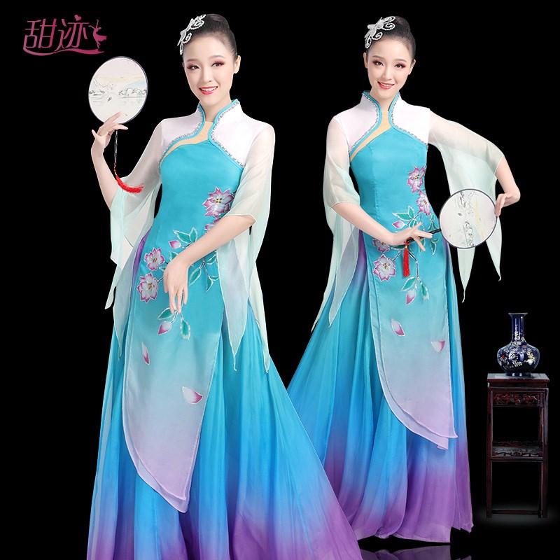 速发古典舞演茉服中逸扇子舞飘国风舞蹈服伞舞表演服装出莉蹈服