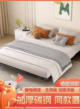 简约无床头悬床子排骨架家用浮铁子艺床加厚架单人双人铁CIR架床