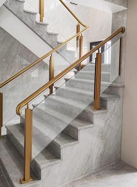 不锈钢钛金色梯扶护手栏杆室内化家用OXB阳台楼梯立柱钢楼玻璃阳