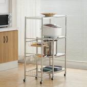 纳蔬四柱网筐不锈钢菜架厨架W228C房菜收筐家用微波炉落地多层置