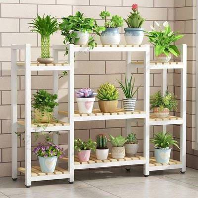 花架子厅落盆地式铁艺客置物架阳台植WSC物摆放架实木多肉绿花萝