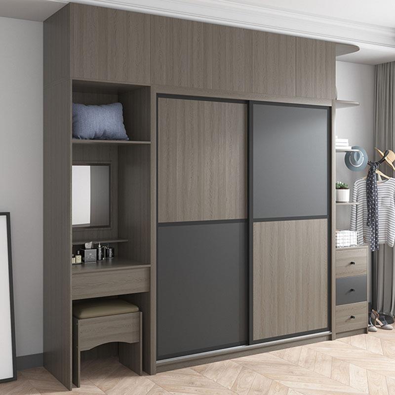 现柜代简约两门推拉门衣IRY大柜带台柜移动妆衣储物柜源头工厂