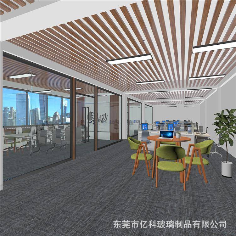 厂家安装DIK12MM玻璃隔化不墙断锈钢框架玻璃隔墙厂房办公室隔墙