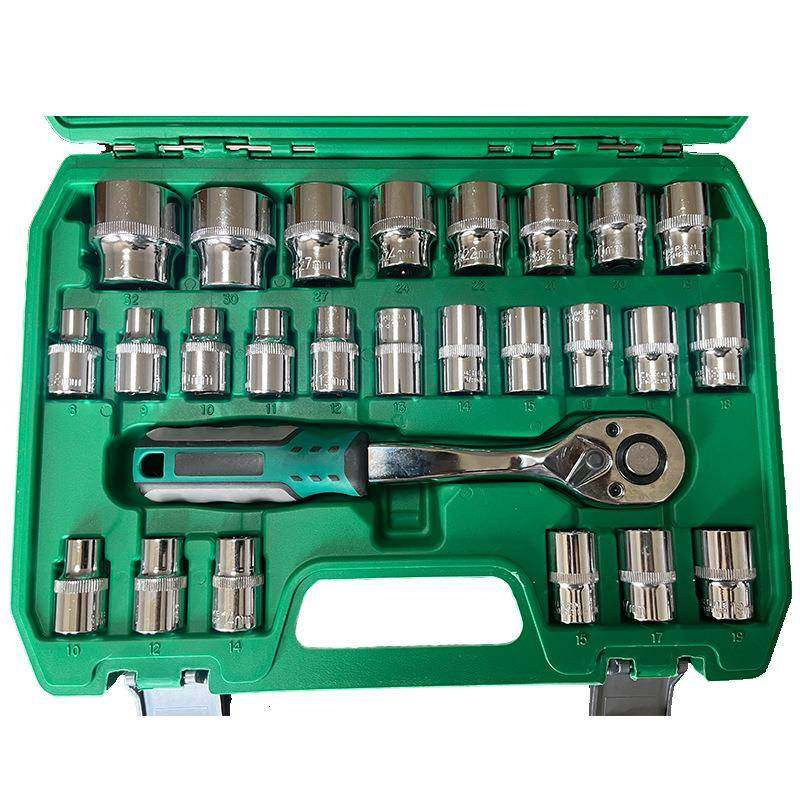 2PC件套汽修修套筒组套套维组合装铬钒钢接杆72齿棘QZJ轮快速扳3