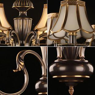 轻奢欧式 铜6头铜艺灯全 黑色质CHV擦金铜书吊灯客厅餐厅卧室房美式