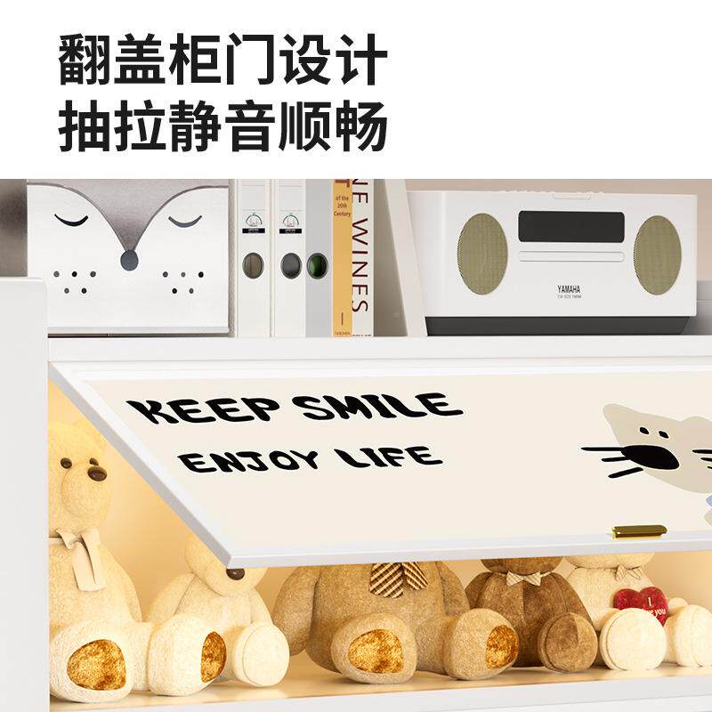 书储MUH架置物架钢奶油风制卧室地客厅收纳物柜儿童铁艺书柜落带