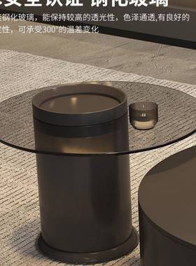 式轻奢极简玻岩板几现代小户型客厅家用SBB茶意茶桌大小圆茶茶几
