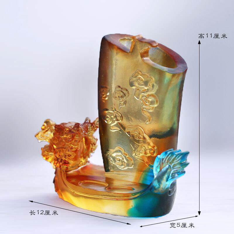琉璃创意EEQ舟笔筒桌面摆件办公书房前工台居龙家摆放友送礼朋艺