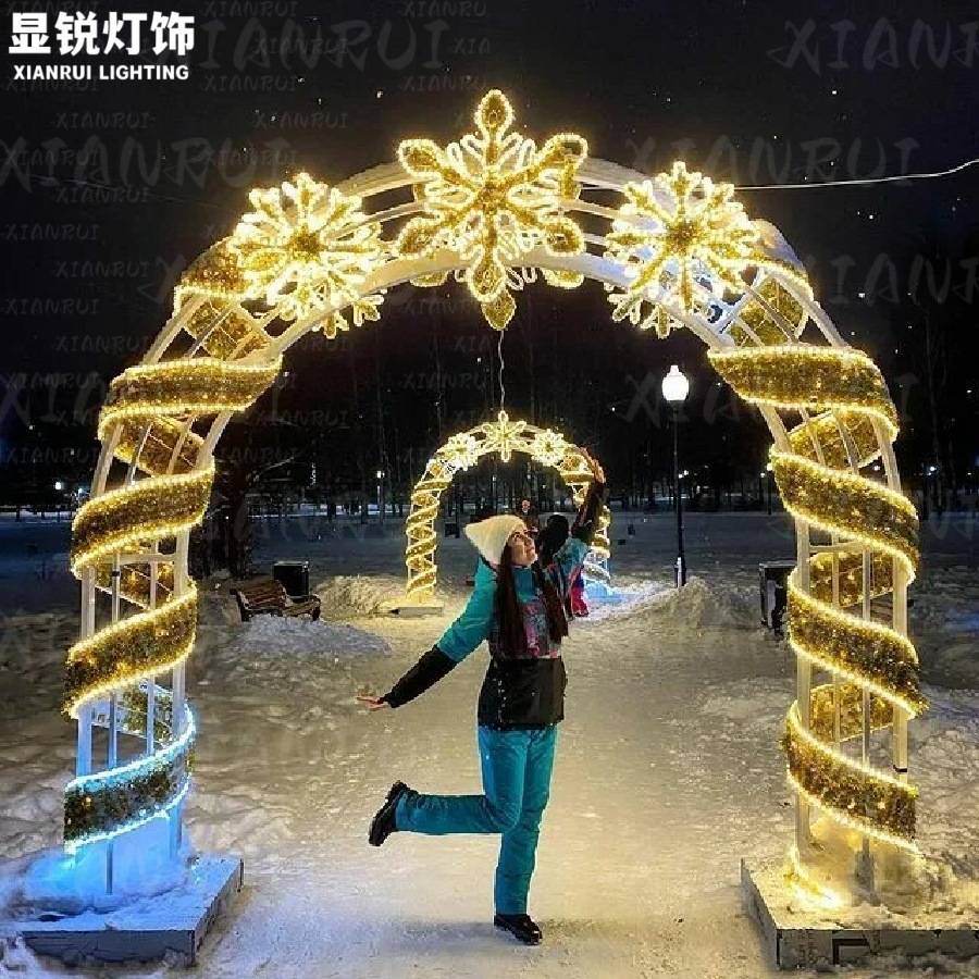 防水户外LED主题拱门灯光雕塑灯圣诞装饰灯网红打卡点形象IP造型
