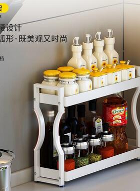 厨调物料架置架双层台面尺寸窄款304小不TLJ03545锈钢房放盐油酱