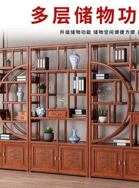 实HVZ木博古架办公仿古中茶多宝阁式展示柜家用架隔断落地置物茶