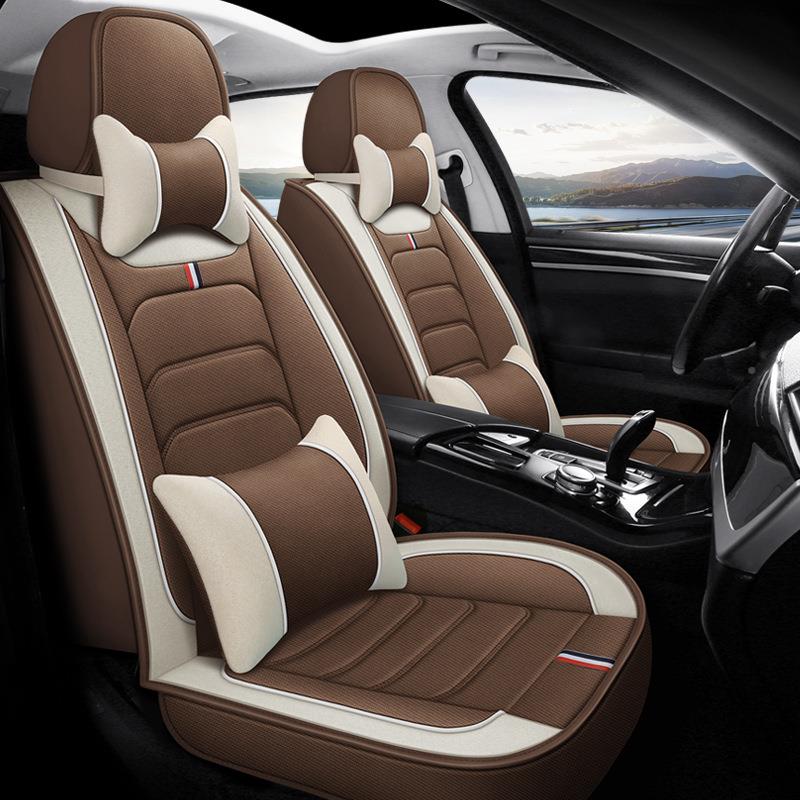 新款汽车座坐垫座椅季套全包四HQK用亚通麻专用车套套卡通全包围