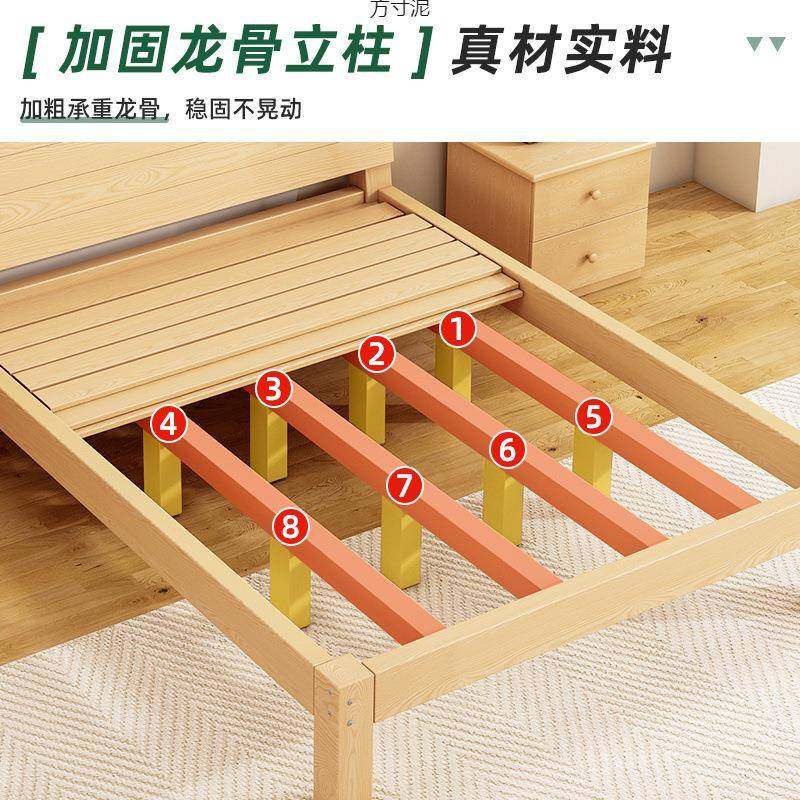 实木床现代简约15米主卧双人济型.1.8m出租房用1床.2NXE经米单人