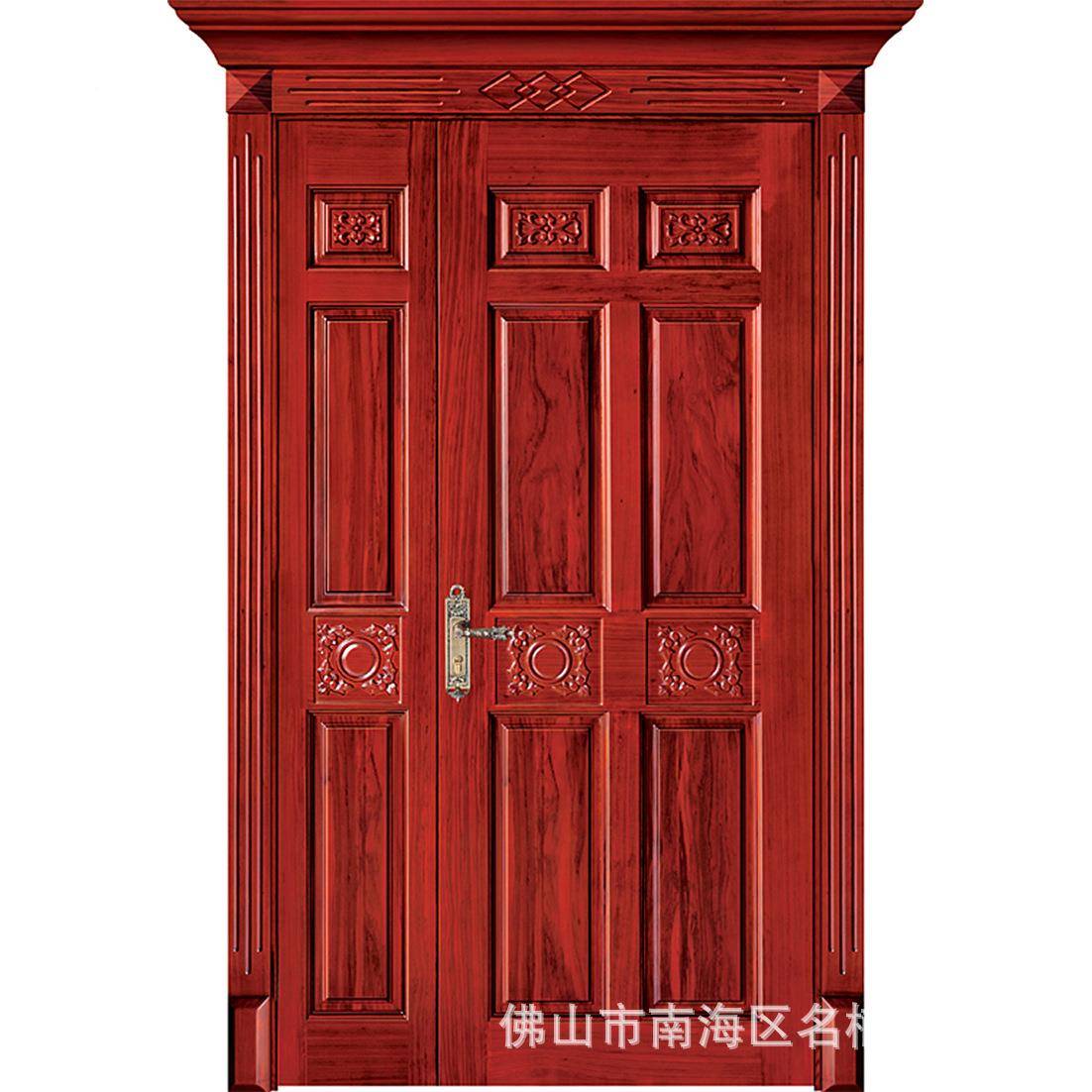巴无品牌/花梨原木入户大门高档别西墅原木腐蚀耐子母门大豪华装