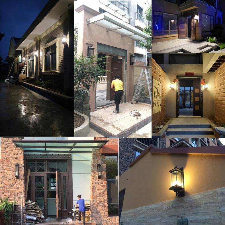 中式户外壁灯防水庭院灯外YUX室阳太台阳别能外墙灯花园墅led大门