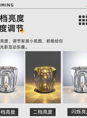 水晶台跨境轻奢卧室床头围小夜灯餐厅清NNF酒吧饰led氛灯装充电台
