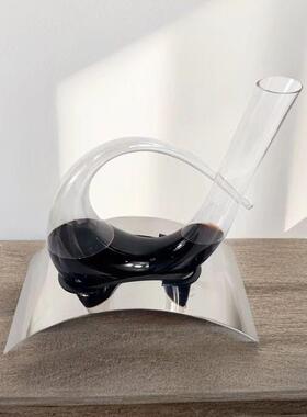 轻醒奢创02132意竖琴红酒酒器带风支架快速醒酒明透玻璃不锈钢支