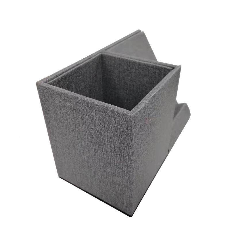 厂家供皮革无线充电笔筒携桌直面ST630收纳盒W10无线充便笔筒压印