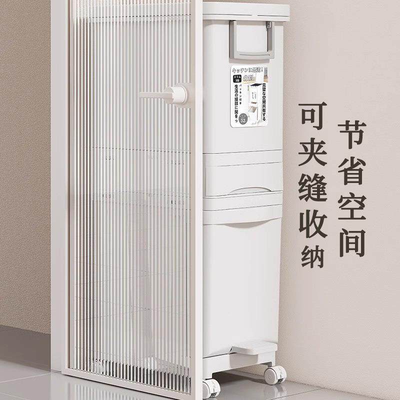 日式脏筐衣DDA篓小推车带轮脏衣收纳双层带盖子脏衣篮子置物服架