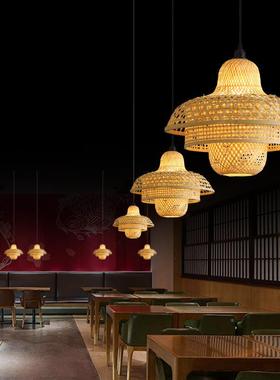 竹编吊灯新中式餐厅饭店灯东茶南亚饮色农庄包厢特卡座茶楼TKF室