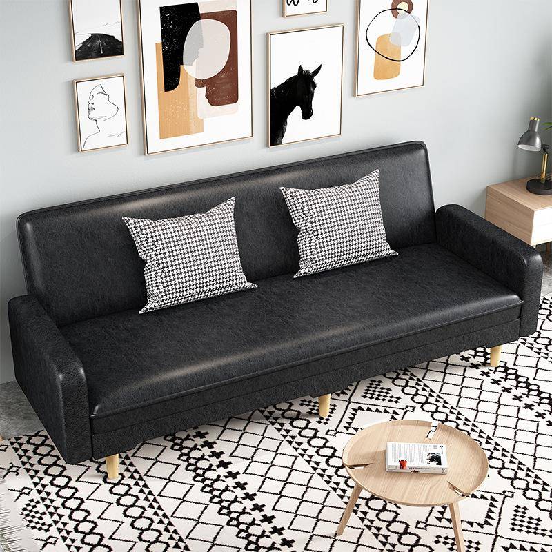 租房可折叠型两用QXM沙皮发新款油蜡革布艺出三人位小户简易沙发