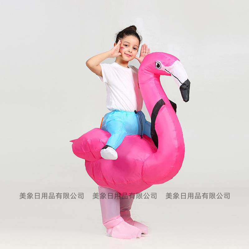 跨骑境火烈鸟充气衣服儿童万圣派对道物具节成人动HTW坐服装角色
