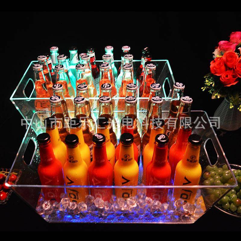 七彩发光酒桶框香槟桶KTV冰块桶酒吧啤酒酒箱OTI冰LOGO苏打冰桶