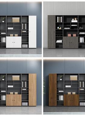 办公室家具木件质文景柜壁柜资物TYV料柜储柜靠墙书柜展示柜子背