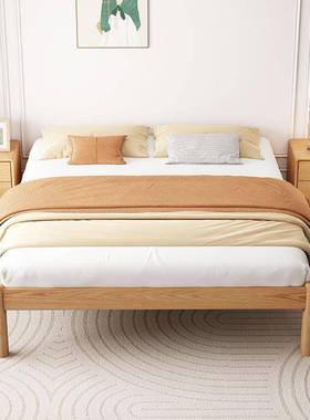 RFK全实床木无米头双人床架1.258米榻民宿无靠背尺寸排骨榻架床