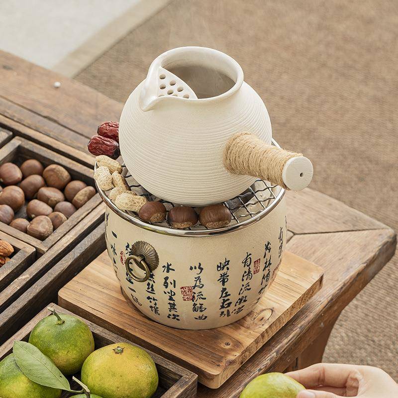 围全炉煮茶家用室内烤火炉套装器具罐碳套烤奶罐茶SWG壶带盖户外