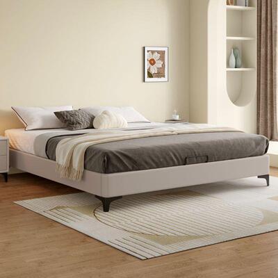 无床头排音骨架床静DFE加床密猫榻抓皮床酒店公寓民宿实木床架榻