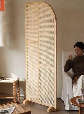 甄选木玄关客厅卫间屏风挡可移动藤编新实中式沙OCY发生遮隔断屏
