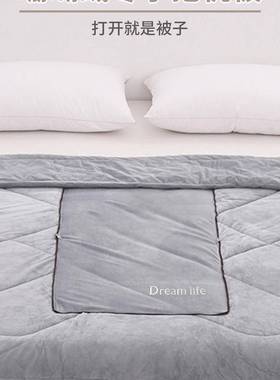 FUT抱枕被办子用加厚珊瑚绒季公室午睡毯车载二合一两折叠冬刺绣