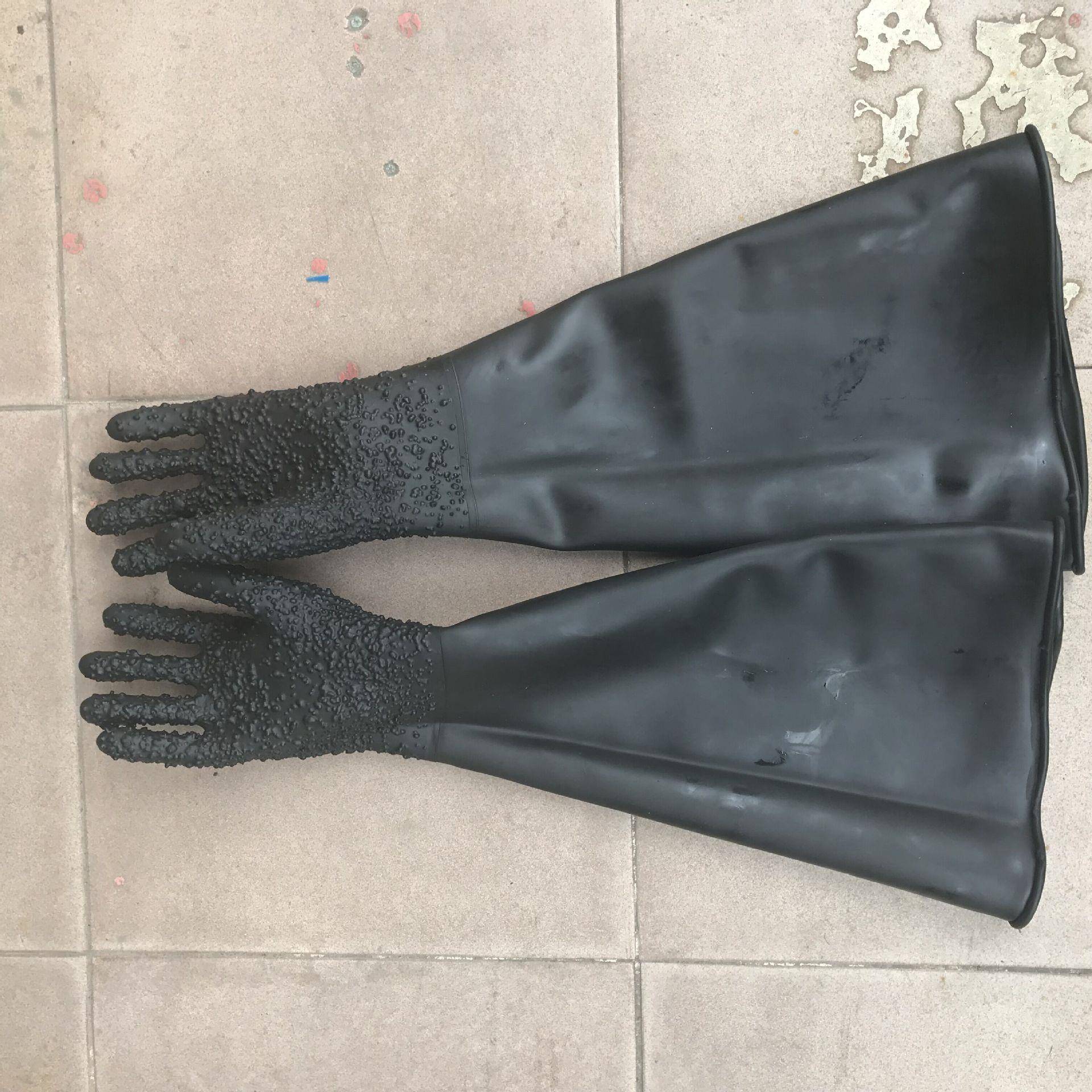 喷砂手套加厚带颗6ZMI5cm长喷砂机专用麻胶型面耐磨橡粒通用喷沙