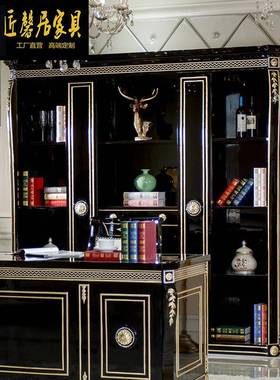 亚装历柜山大新古典书房家具TRM桦木雕花饰酒柜书柜