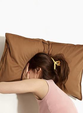 细m腻柔软丨1HTF00支磨毛绒棉枕套一对纯棉全棉枕长套头48*74c一