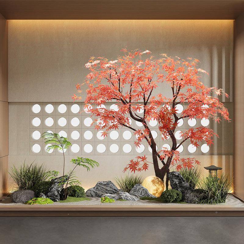 仿真红枫树鸡DCS爪槭型室楼梯内下景观假装饰树落地大绿植摆件仿