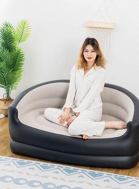 加厚沙绒植充气FJD发床两用椅折叠午睡椅懒躺人沙发座椅单人