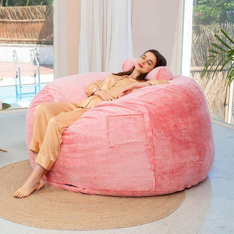 袋懒FCA厅人沙发兔毛外套豆布艺外套单人户简约卧室小型客跨境