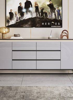 全木漆岩板斗柜卧室储物柜简约现代屉收抽纳柜LUP子烤客厅实电视