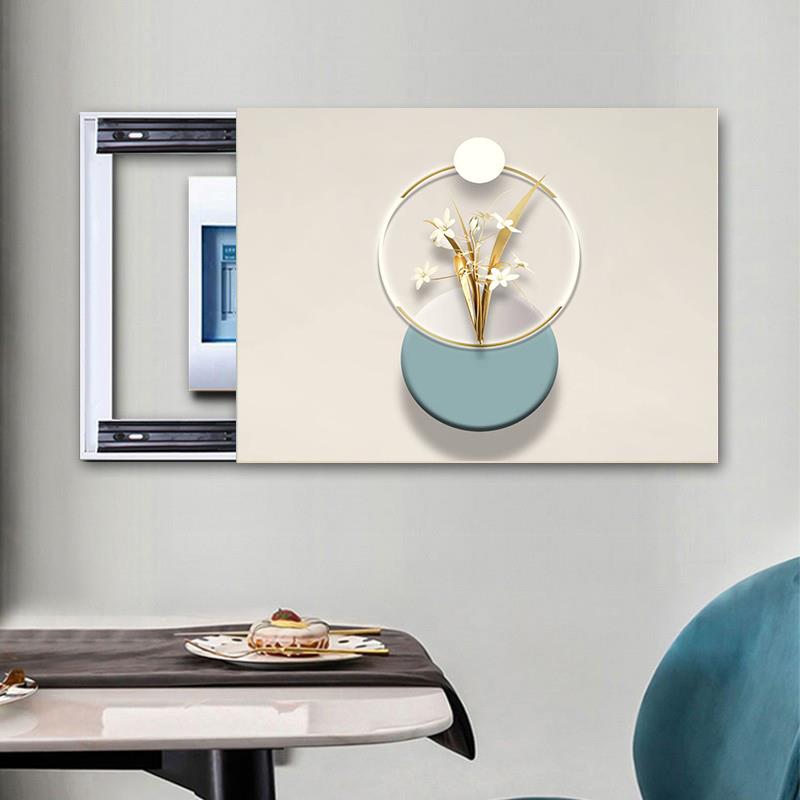 约V5O简现代电表箱装饰4画配推拉电箱箱电闸盒UID遮挡钢化玻璃画