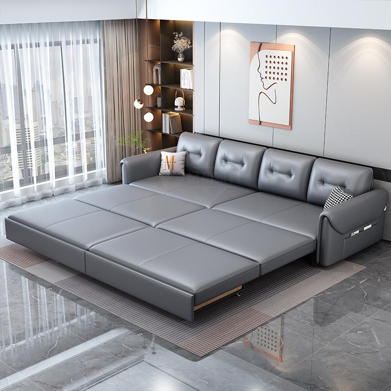 新款技布沙床折伸叠缩两用储物发多功能科小户型ING客厅直排抽拉