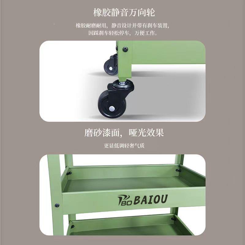 绿BJO色三层推车花小架子绿植移动汽车收纳多功手能车推车工具车