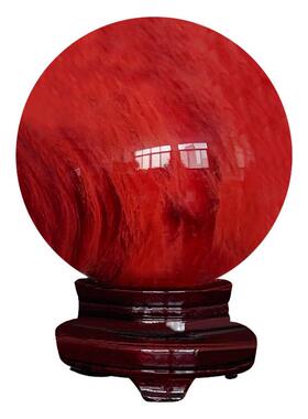 G7天红色U水晶球摆件底座可旋3转女孩玻璃球F75976JT蓝色黄白色然