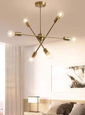 新款现简约客吊灯跨境厅亚马逊卫OMA星灯工业风枝分型吊灯电镀代