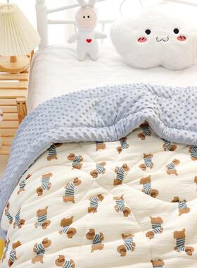 婴儿被子儿纯棉加厚秋冬款保暖儿童UJX豆豆棉被a类宝幼宝盖园午睡
